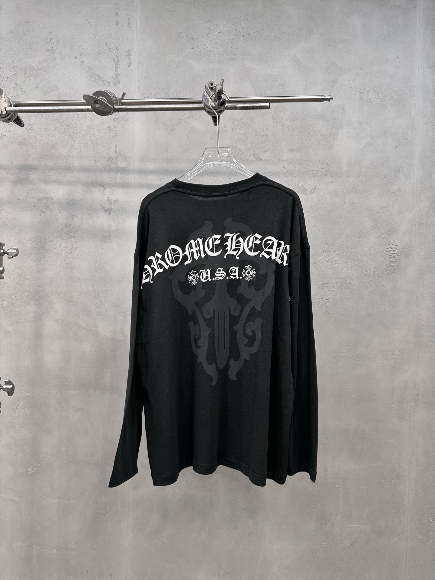クロムハーツ 長袖Tシャツ ウォッシュ加工プリント ブラック 詳細画像 2