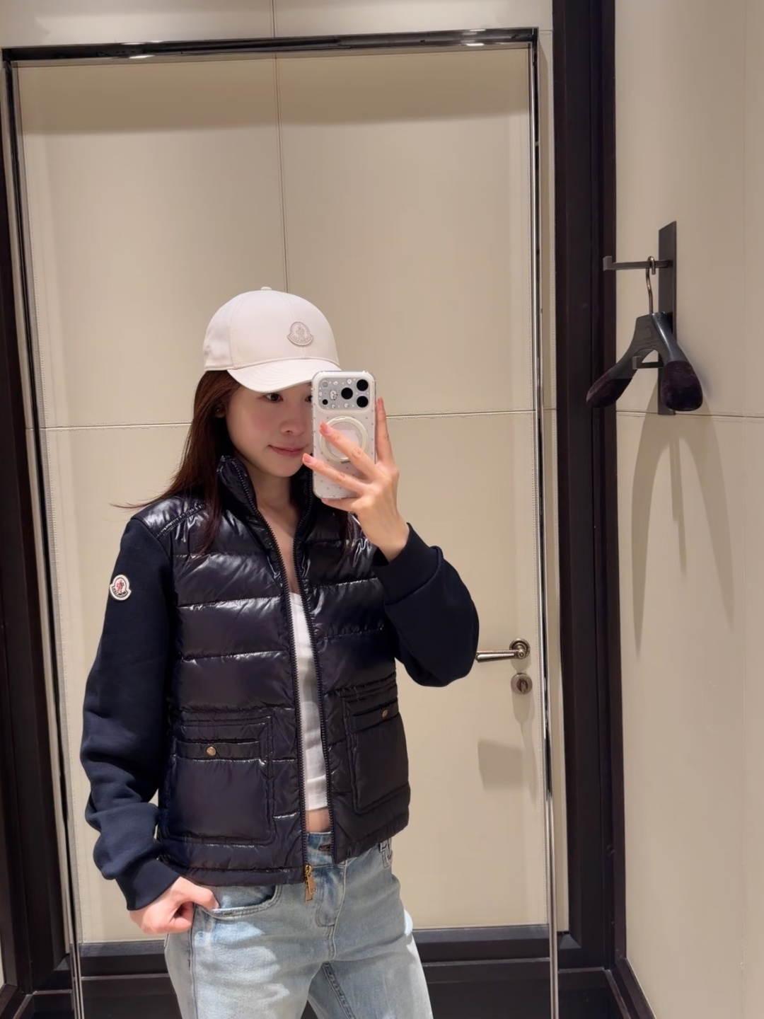 モンクレール ニット切替 軽量ダウンジャケット アイボリー CS336854028 詳細画像 2