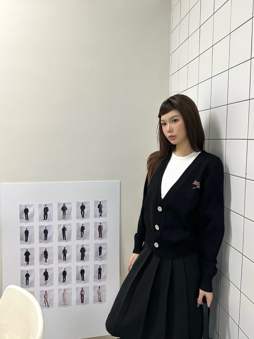 ルイ・ヴィトン パールボタン ニットカーディガン ブラック 詳細画像 1