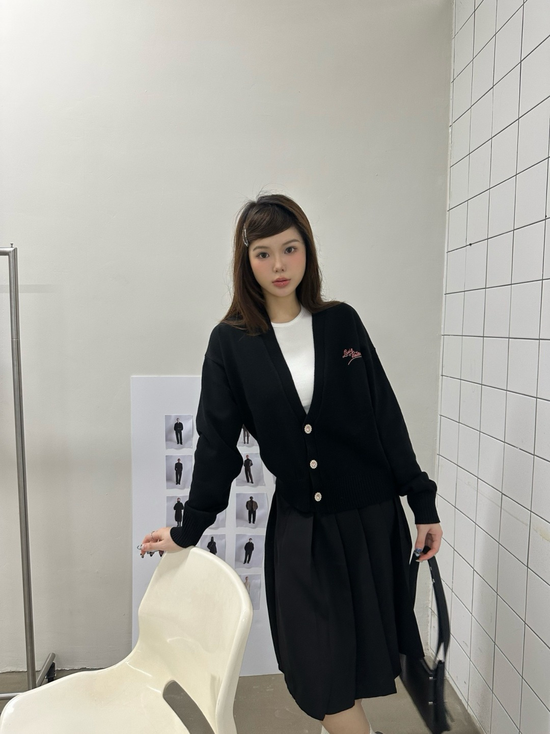 ルイ・ヴィトン パールボタン ニットカーディガン ブラック 詳細画像 3