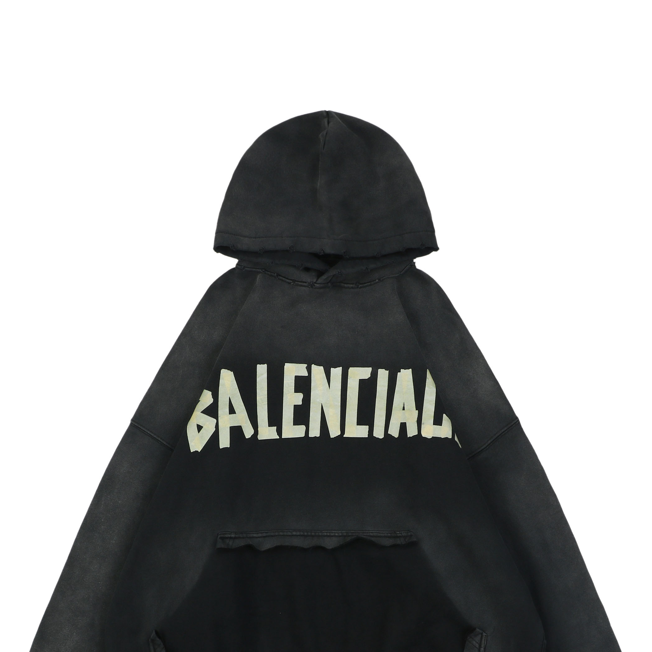 バレンシアガ Tape Type Ripped Pocket Hoodie オーバーサイズ 杢ブラック 744190TOVB11055 詳細画像 3