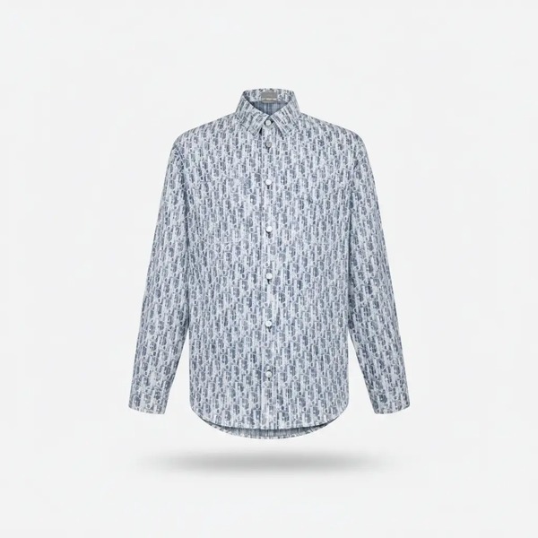 ディオール オールオーバーロゴ プリント デニム シャツジャケット ライトブルー／ホワイト
