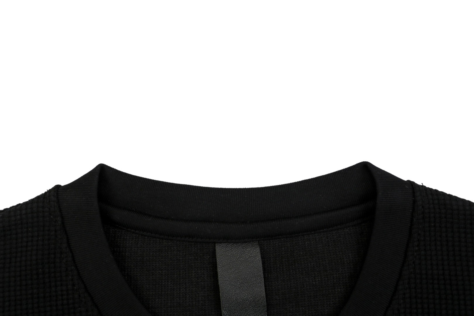 クロムハーツ レザークロスパッチ サーマル ヘンリーネック ロングスリーブ Tシャツ ブラック 詳細画像 2