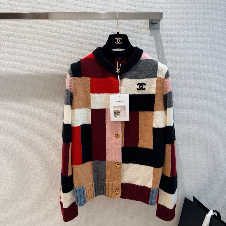シャネル ウールカシミヤモヘヤ混 配色カーディガン 詳細画像 2