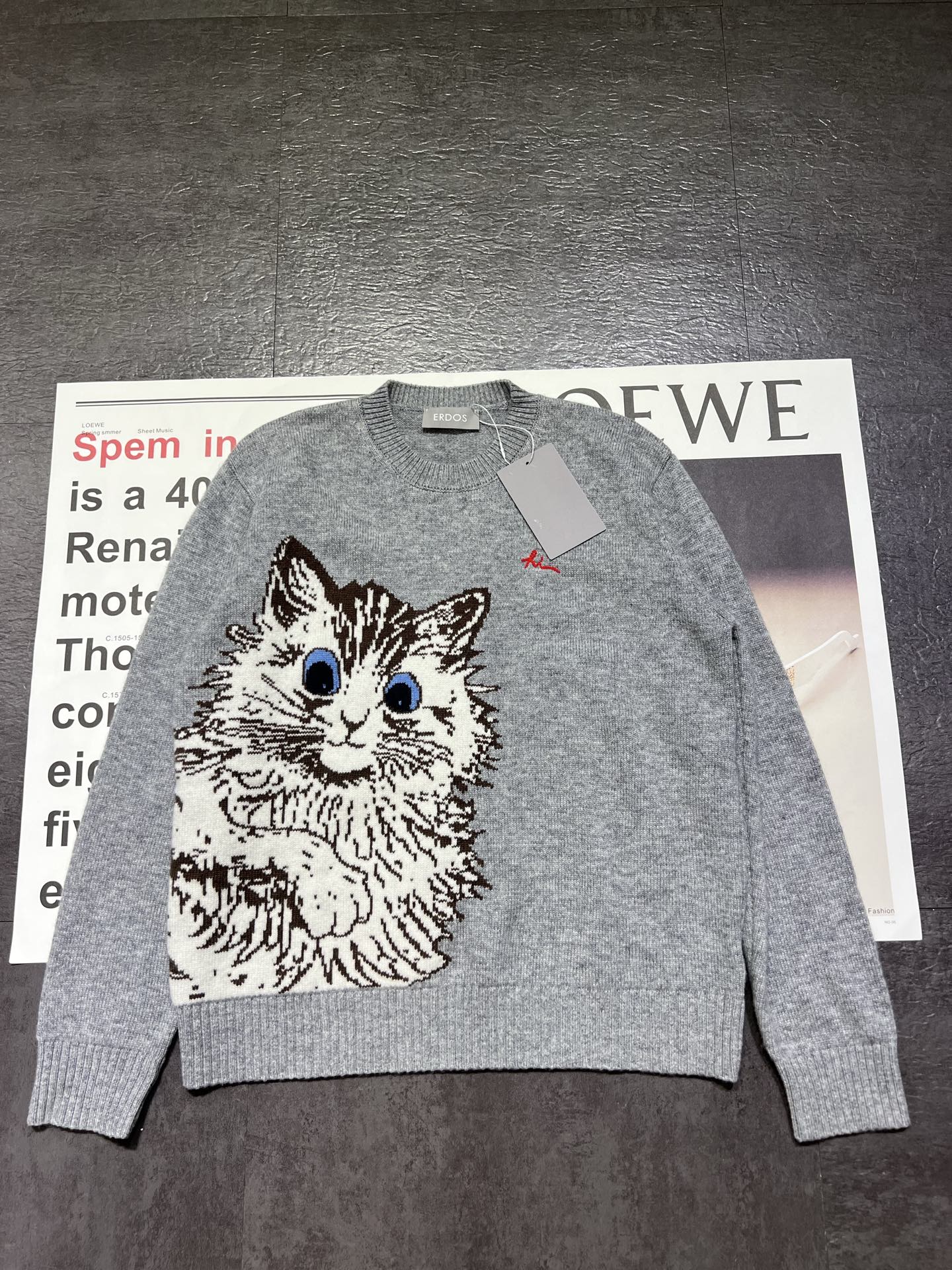 エルドス ジャカードカシミヤセーター グレー 詳細画像 1