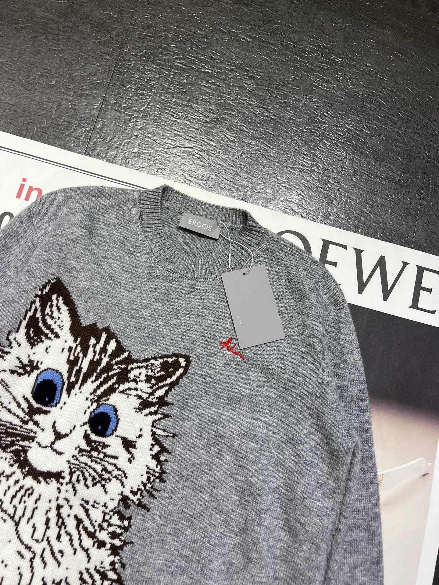 エルドス ジャカードカシミヤセーター グレー 詳細画像 3