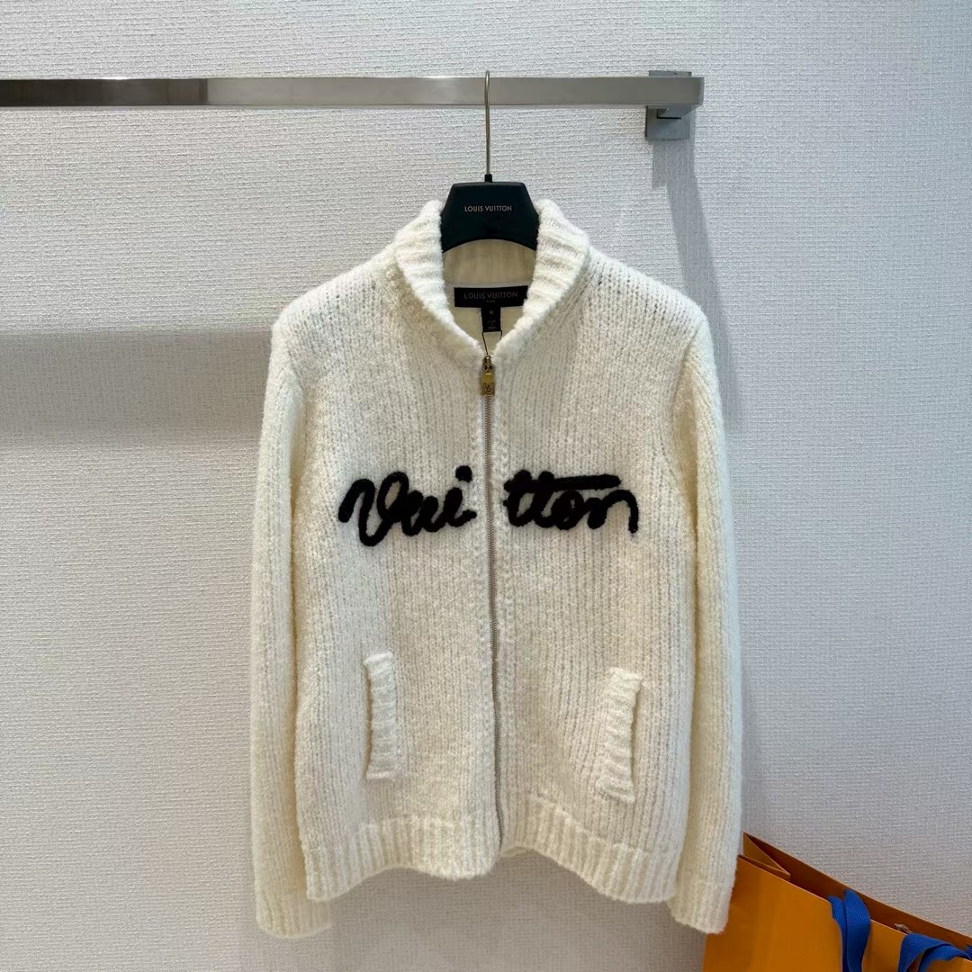 ルイ・ヴィトン ループヤーンニットカーディガン アイボリー 詳細画像 1
