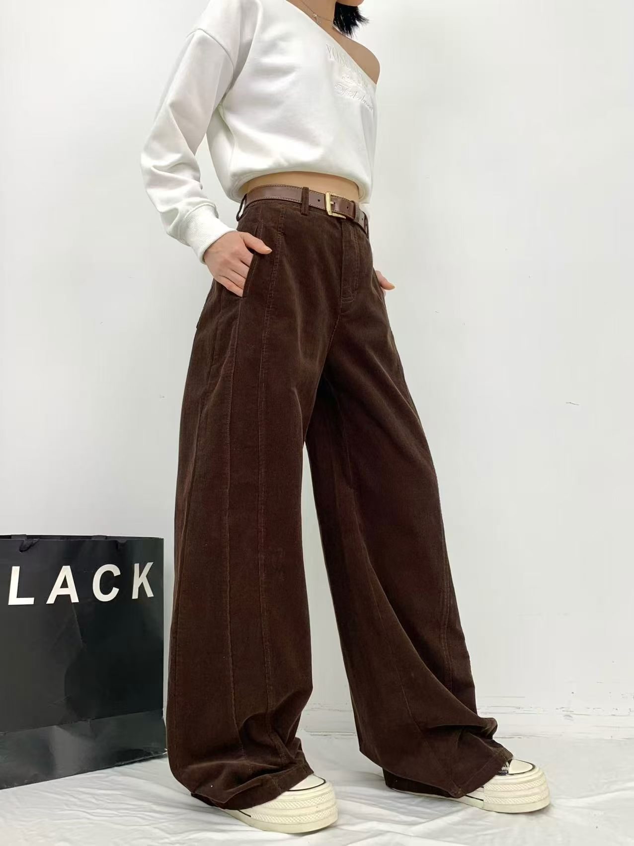 ボッテガ・ヴェネタ コーデュロイワイドパンツ ブラウン