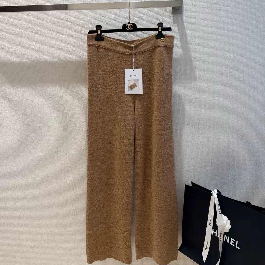 シャネル ニットベスト&パンツセット キャメル 詳細画像 2
