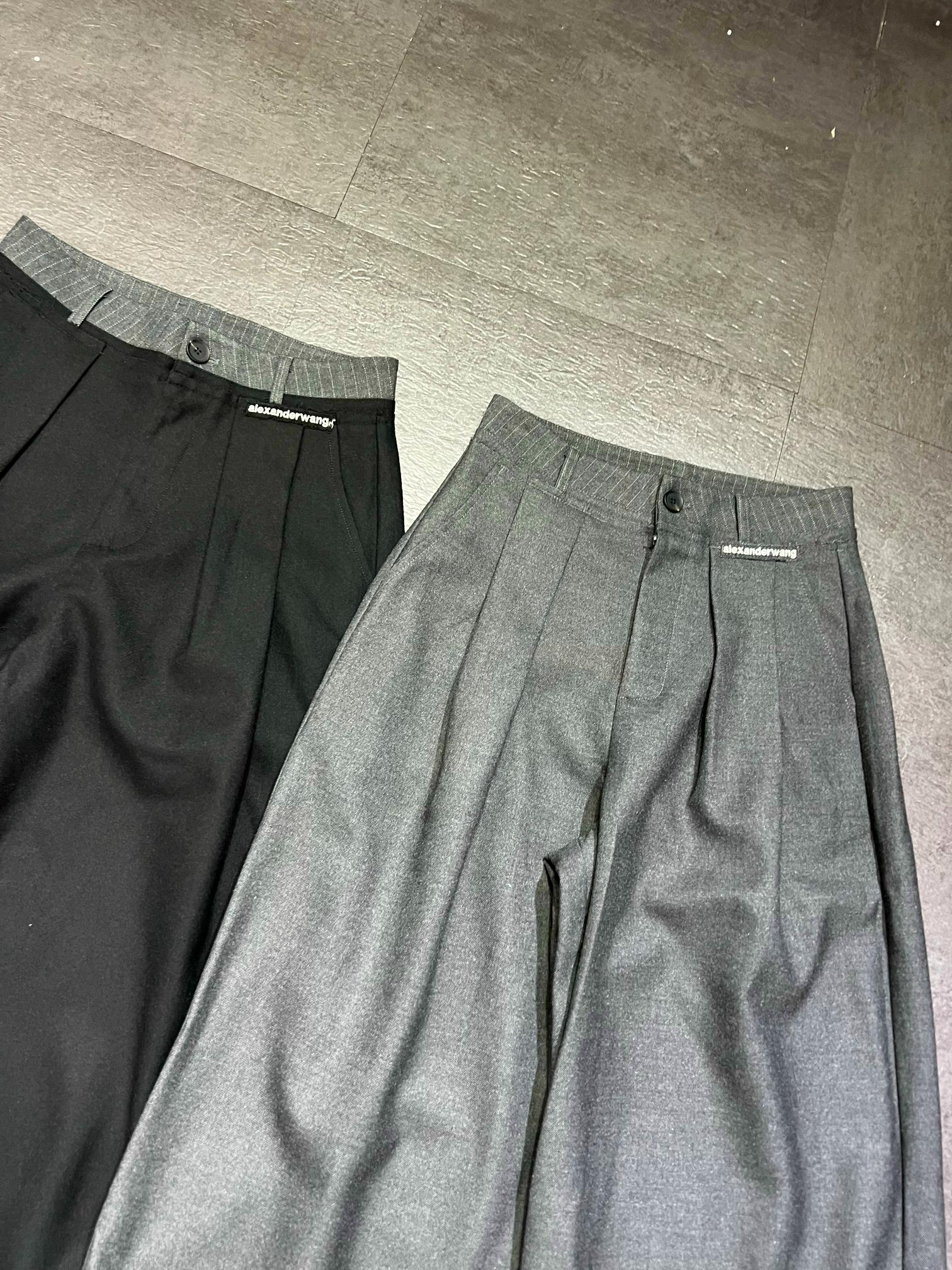 アレキサンダー ワン ウエストパネル ワイドパンツ グレー 詳細画像 3