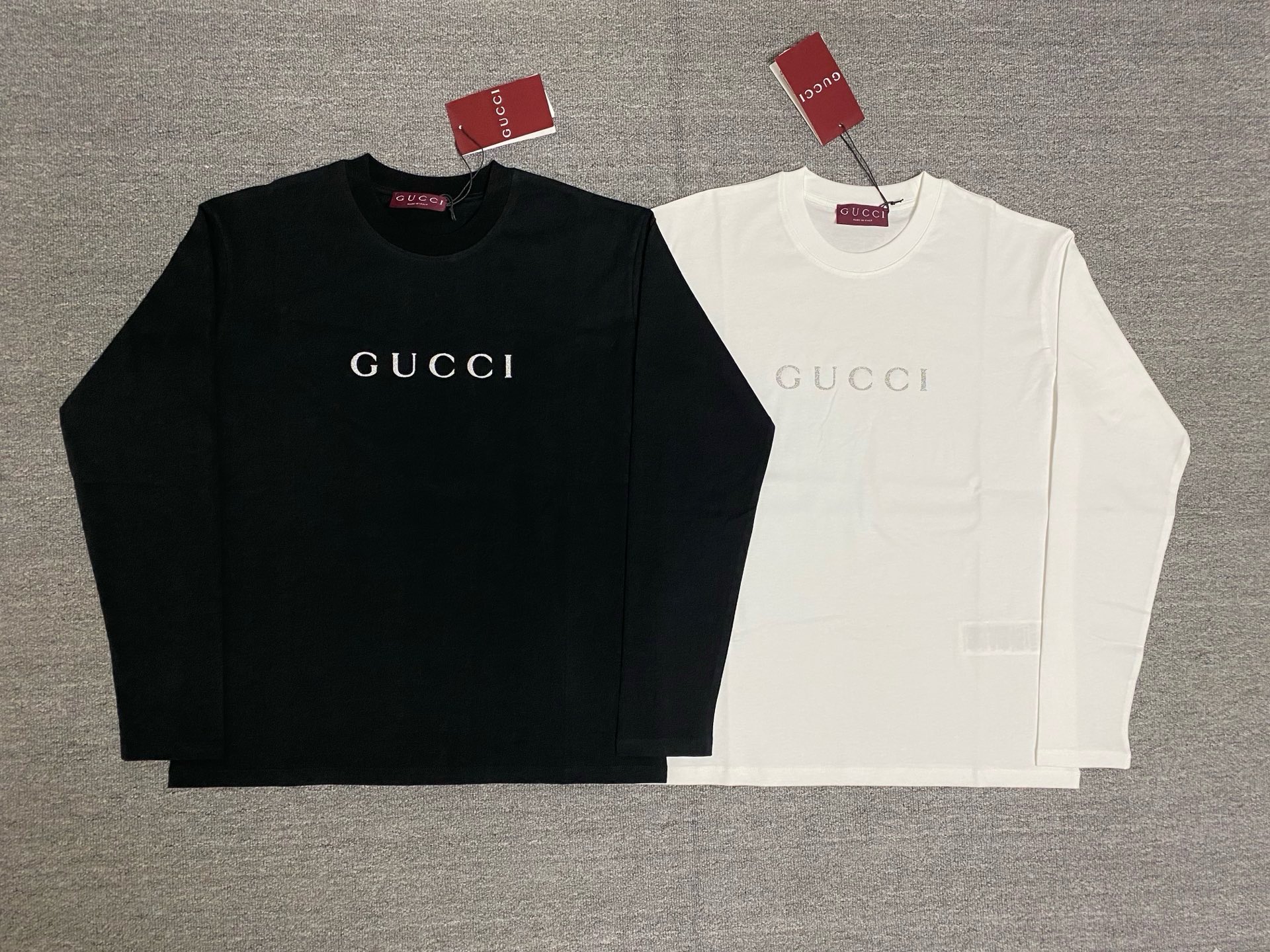 グッチ レターロゴプリント長袖Tシャツ ブラック 詳細画像 1