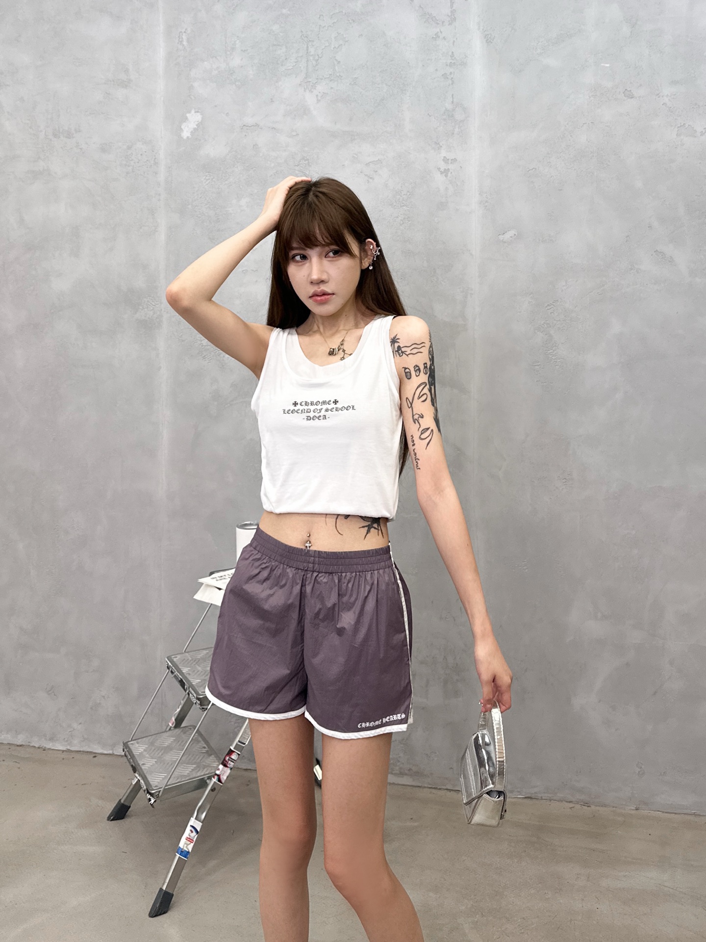 クロムハーツ カジュアルショートパンツ グレーパープル 詳細画像 3