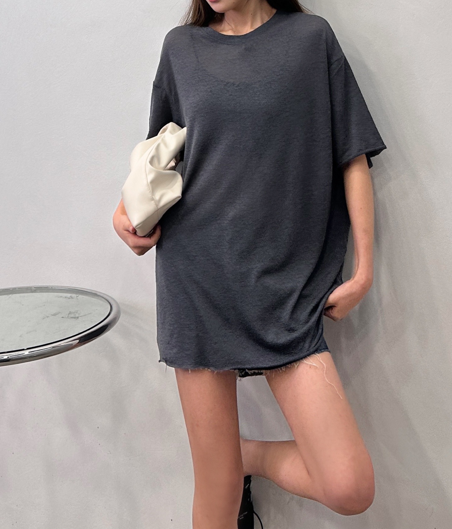 ロロ・ピアーナ 半袖Tシャツ チャコールグレー
