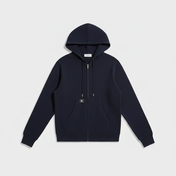 セリーヌ フーデッド ジップ ニットカーディガン ネイビー