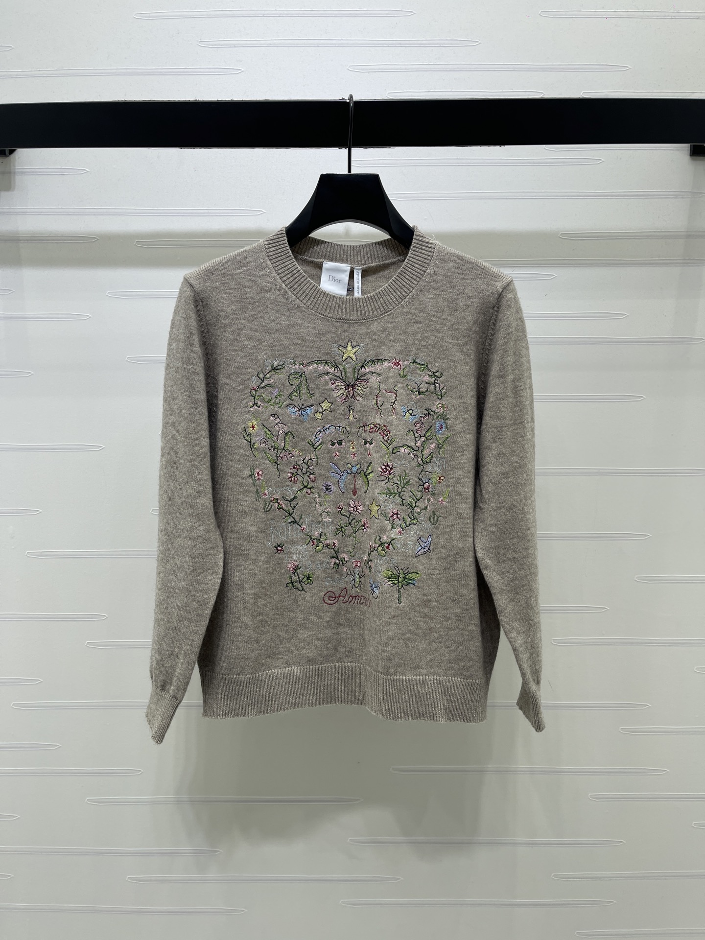 ディオール ラウンドネック 刺繍ニットセーター ベージュ 詳細画像 1