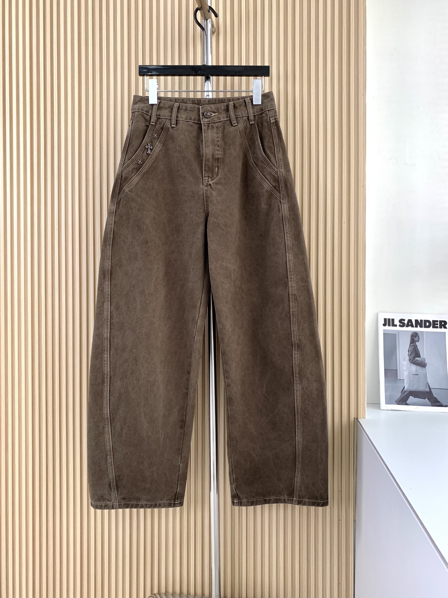 レトロデニムパンツ ブラウン 詳細画像 1