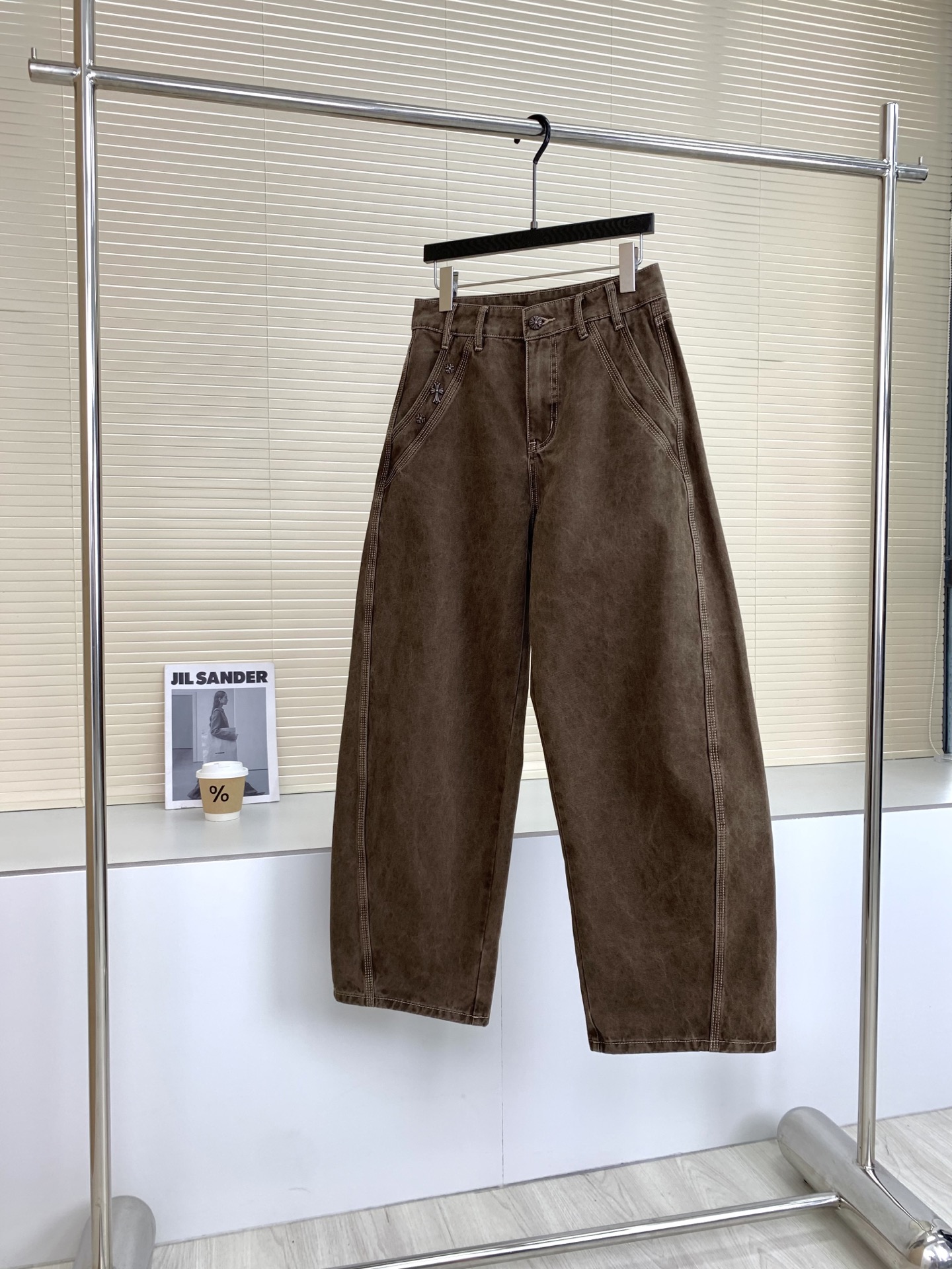 レトロデニムパンツ ブラウン 詳細画像 3