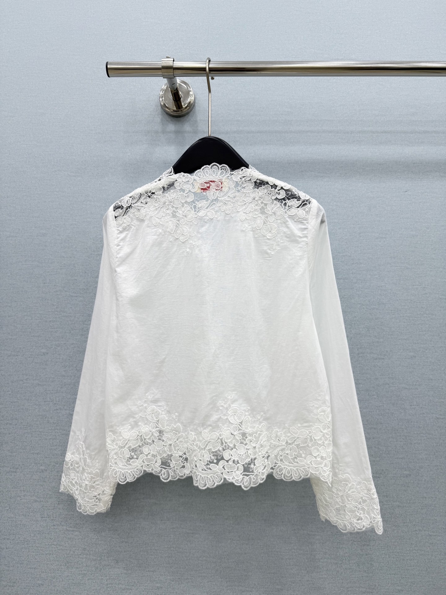 ラミー水溶レース刺繍シャツ ホワイト 詳細画像 2