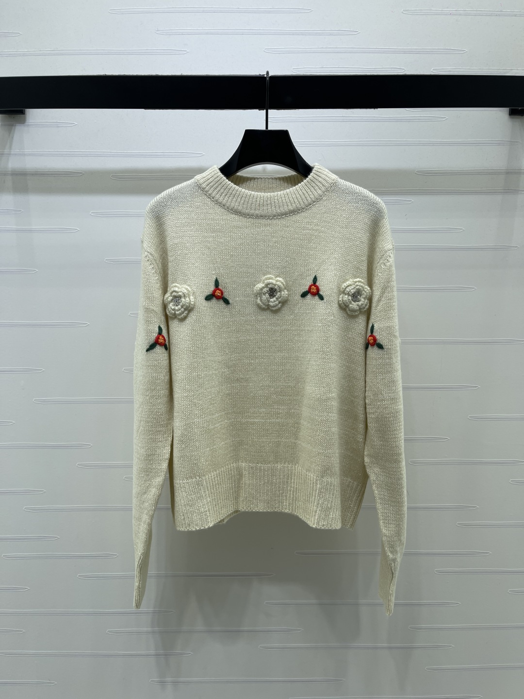 シャネル フローラルクロシェ編みニットセーター アイボリー 詳細画像 1