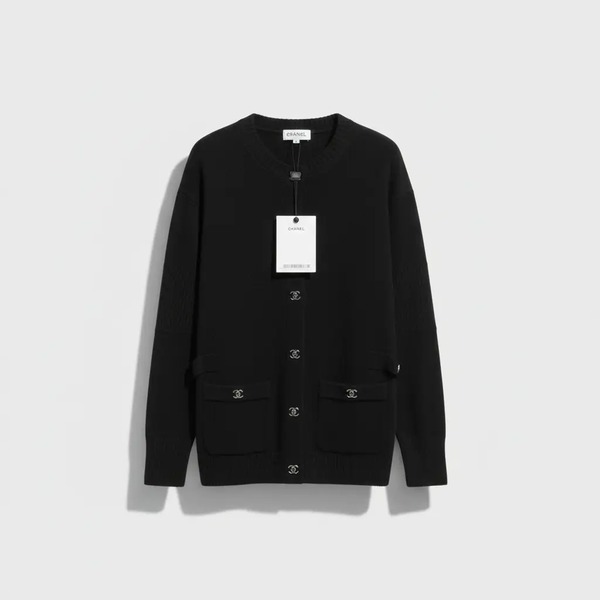 シャネル 24B ダブルC バックル カシミヤカーディガン ブラック CS336850028