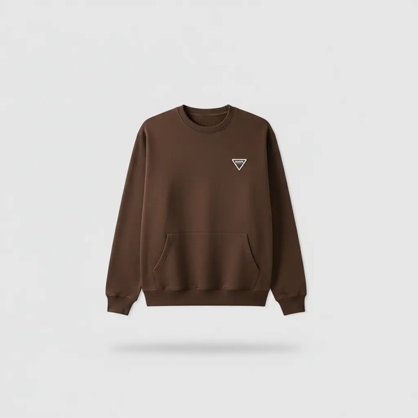 トライアングルパッチ ダメージ加工 長袖Tシャツ ブラウン CS336826028