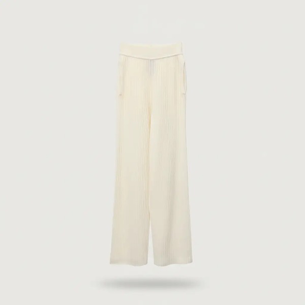 リブニットワイドパンツ ネイビー CS336859028