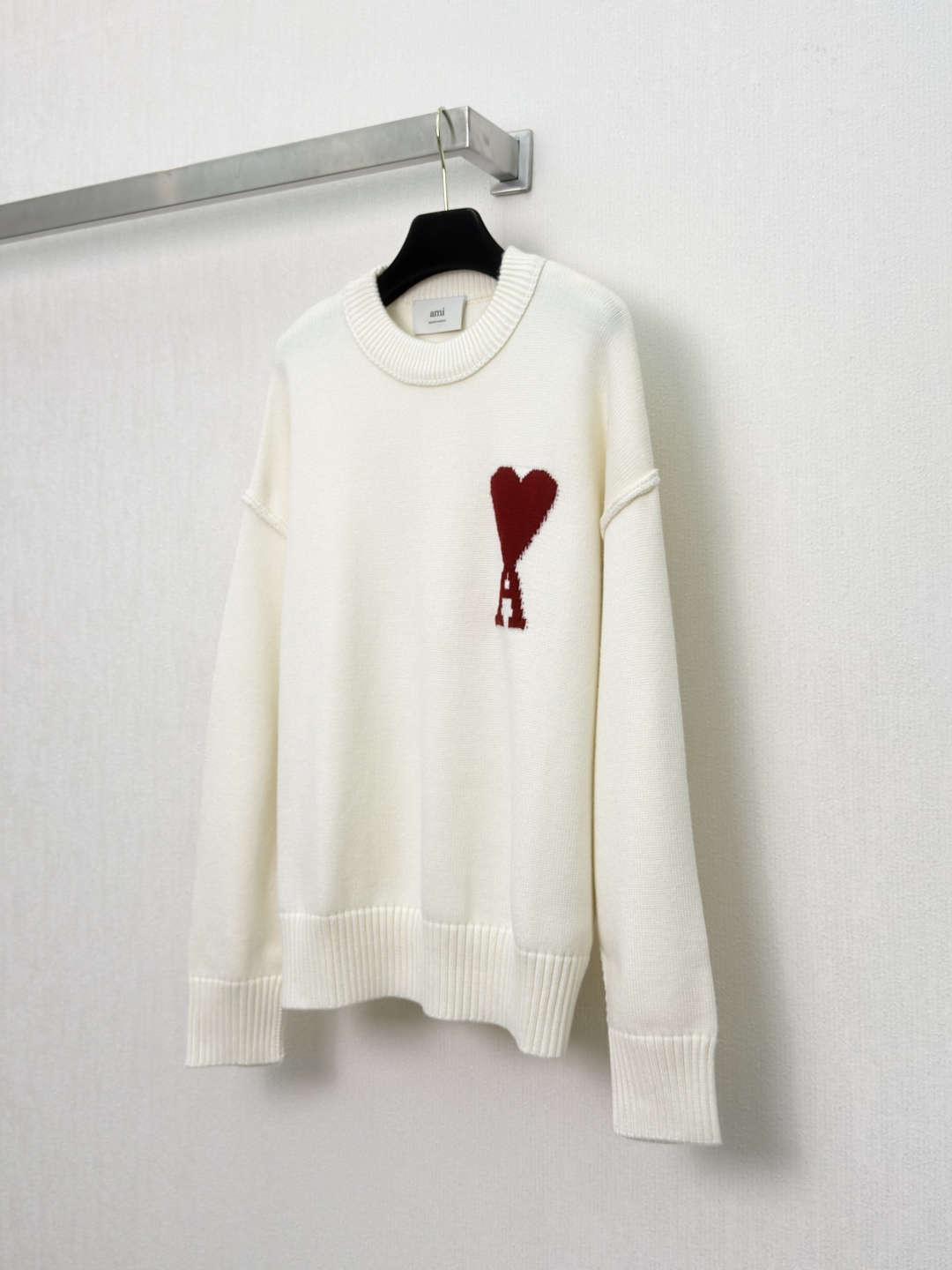 アミ ハートロゴADCクルーネックウールブレンドセーター レッド CC336839028 詳細画像 2