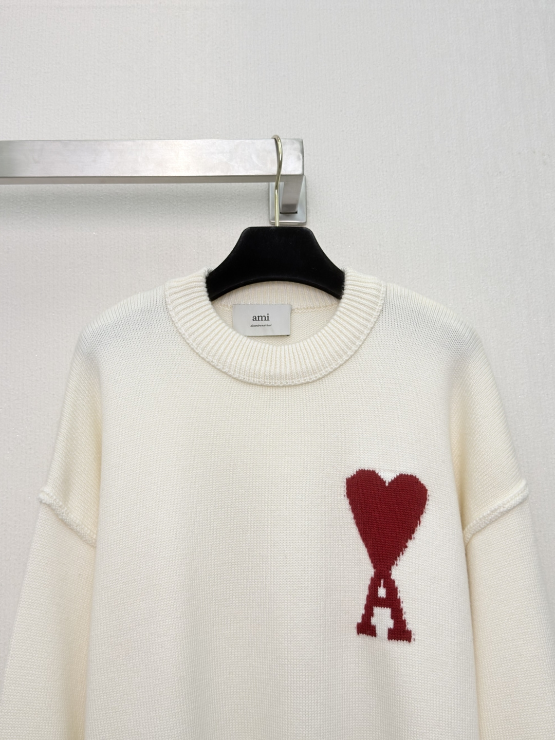 アミ ハートロゴADCクルーネックウールブレンドセーター レッド CC336839028 詳細画像 3