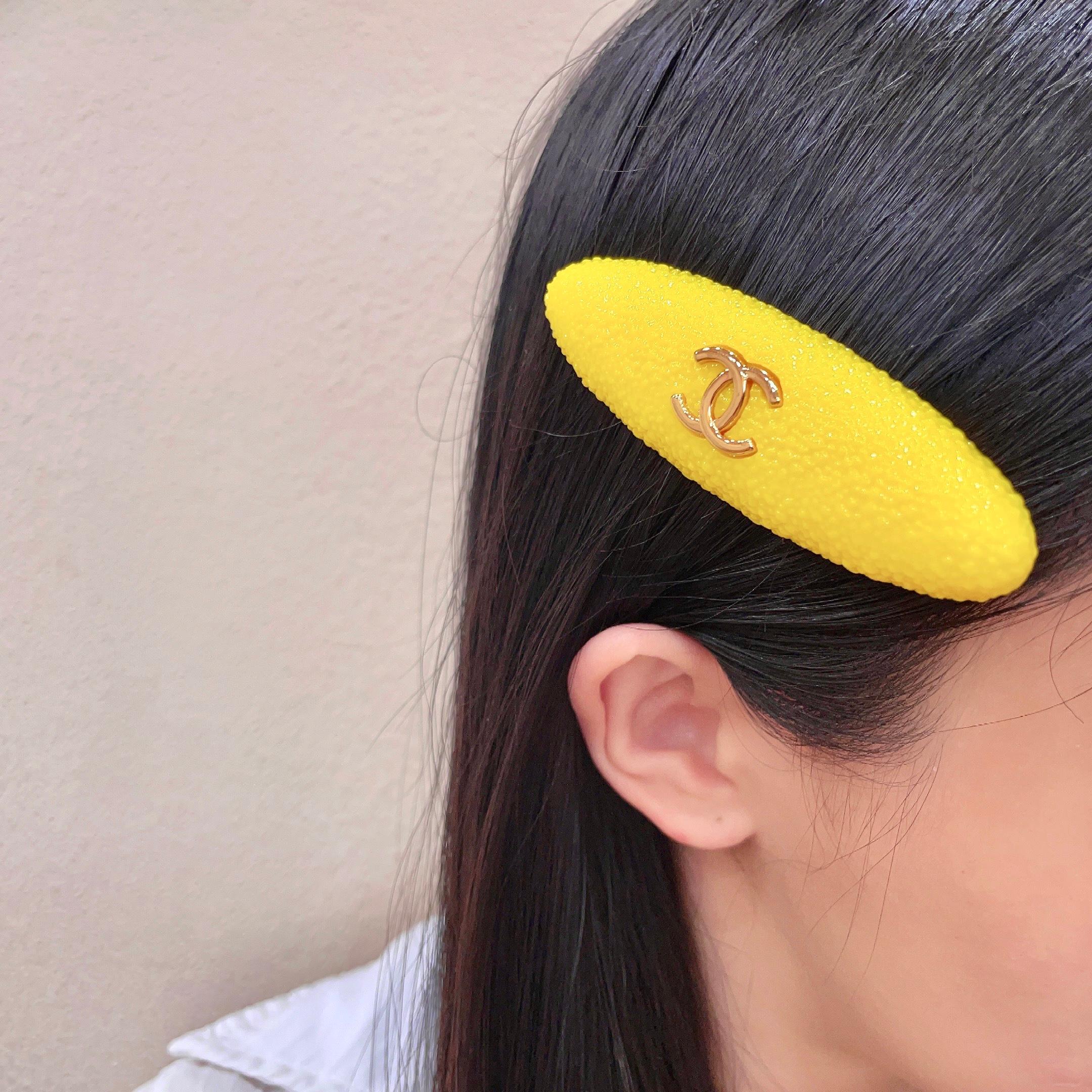 シャネル ココマーク オーバル ヘアクリップ イエロー/ゴールド 詳細画像 2