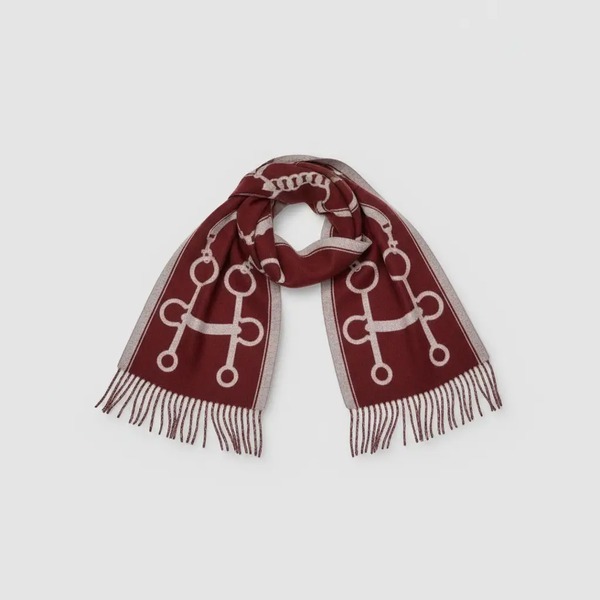 エルメス カサック ポルトクレ リバーシブル カシミヤ マフラー キャメル／ネイビー