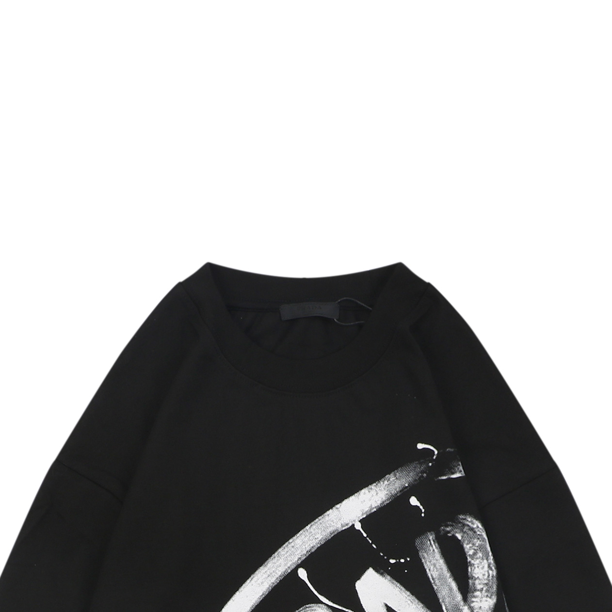 プラダ グラフィティ シールドロゴ プリント ロングスリーブTシャツ ブラック 詳細画像 3