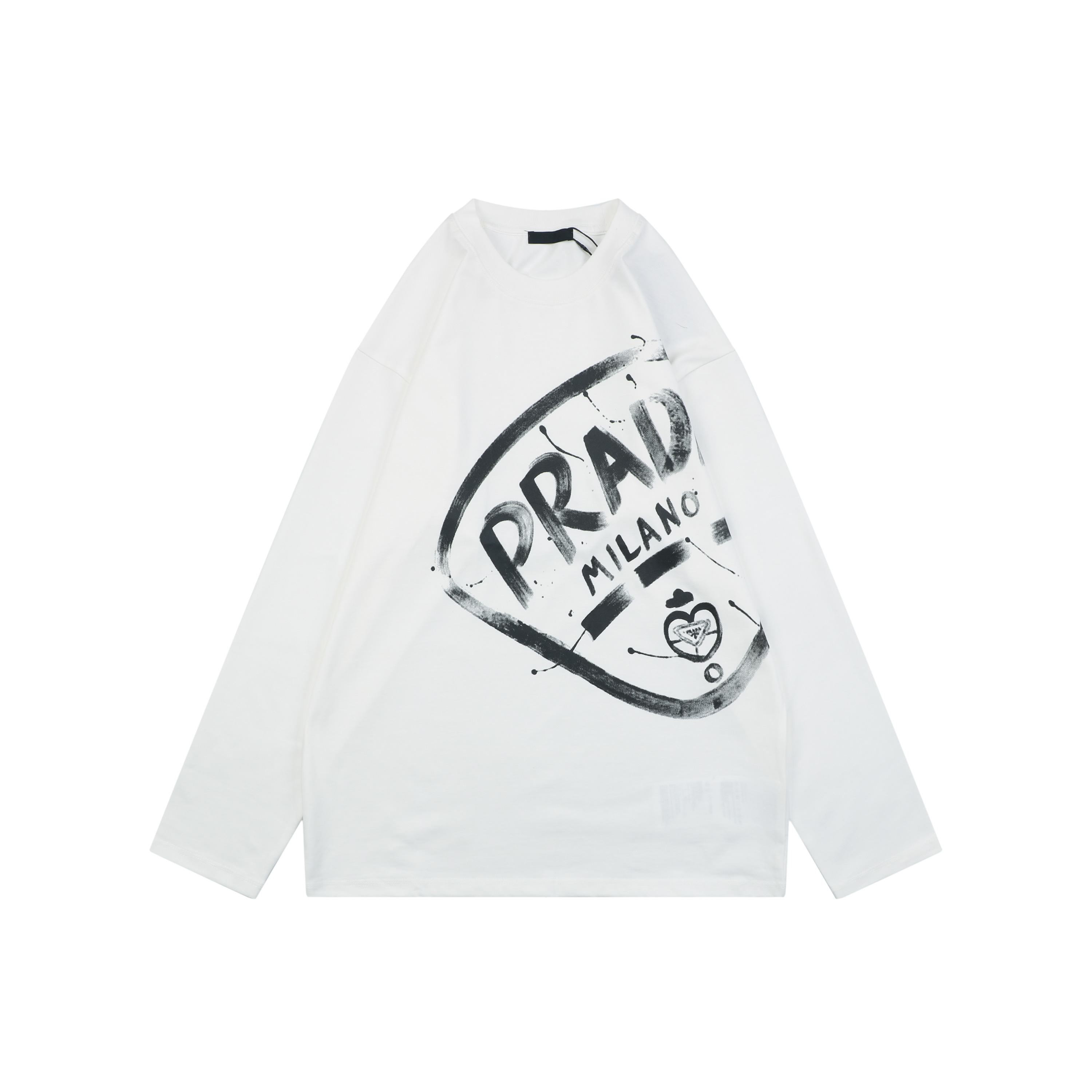 プラダ グラフィティ シールドロゴ プリント ロングスリーブTシャツ ホワイト 詳細画像 1