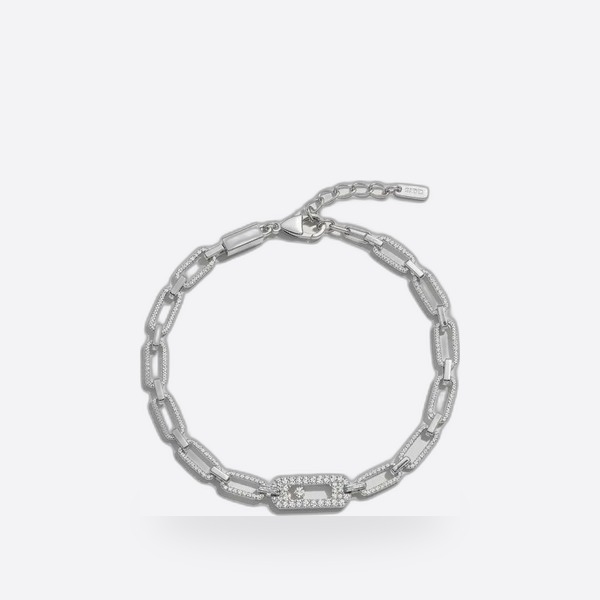 メシカ ムーヴ リンク パヴェ ブレスレット シルバー
