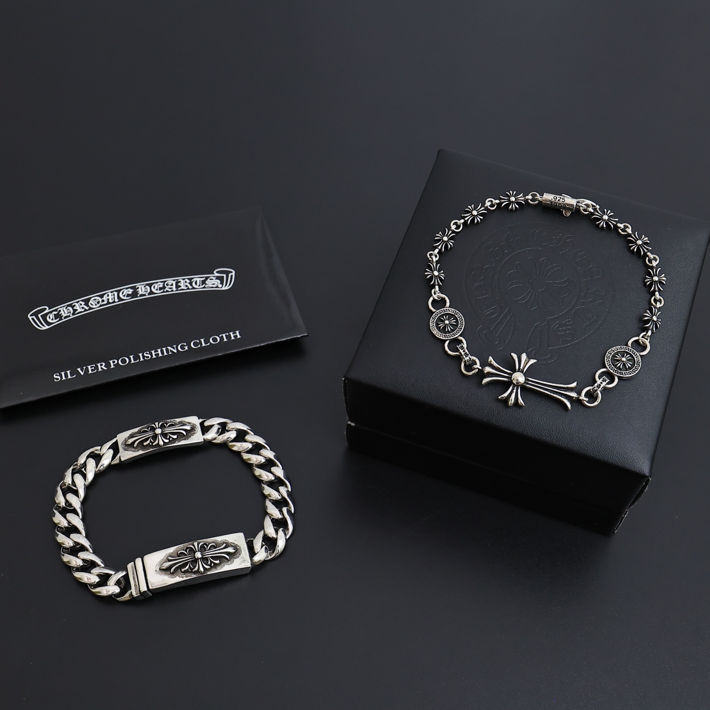 クロムハーツ CHプラス クロス メダリオン リンク ブレスレット シルバー 詳細画像 1