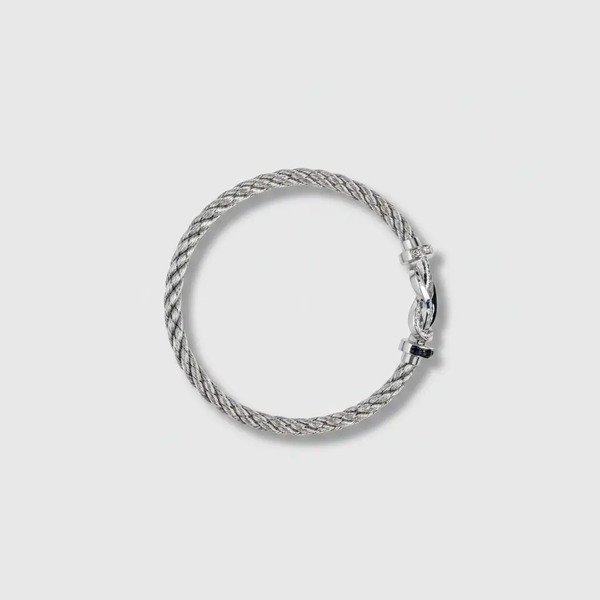 フレッド フォース ホースシュー ブラック＆ホワイトパヴェ ケーブル ブレスレット シルバー／ブラック