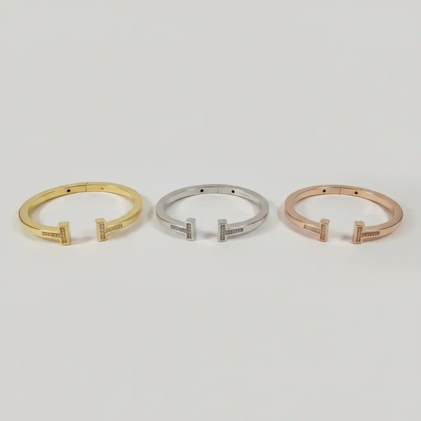 ティファニー ティファニー T ワイド ダイヤモンド ワイヤー ブレスレット ローズゴールド 67990714