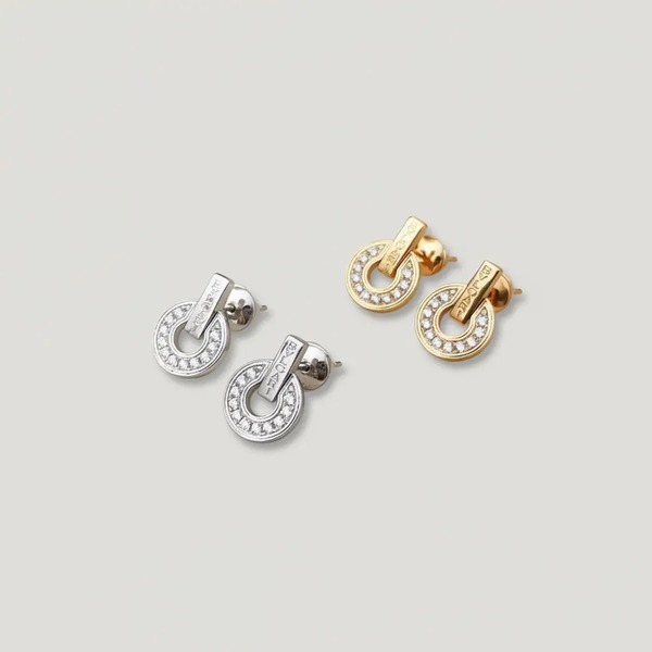 ボッテガ・ヴェネタ パヴェ サークル スタッド ピアス シルバー／ゴールド