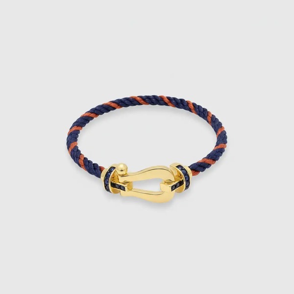エルメス ホースシュー クラスプ ロープブレスレット ネイビー／オレンジ ゴールド