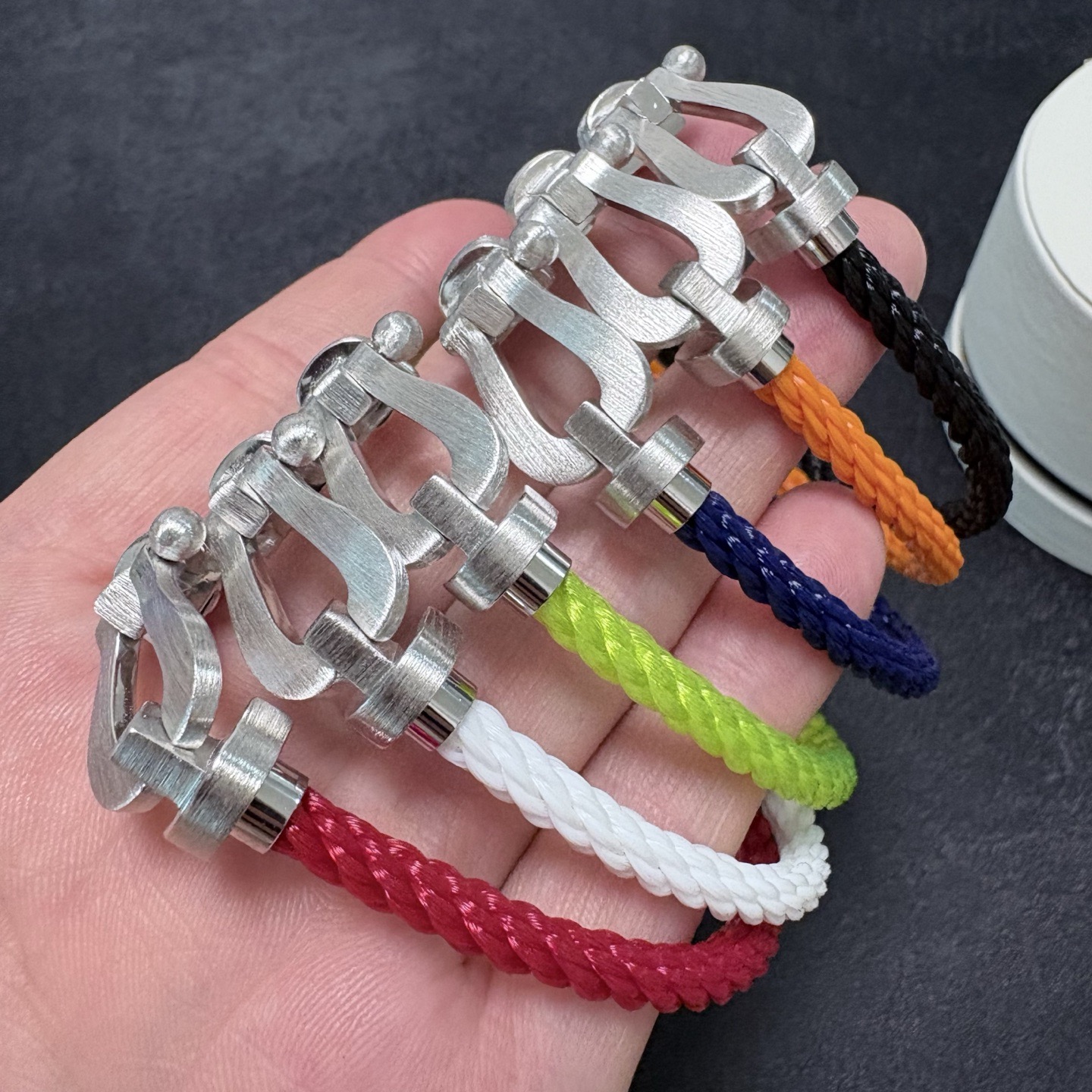 エルメス ホースシュー クラスプ ロープブレスレット ブラッシュドシルバー マルチカラー 詳細画像 1
