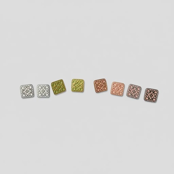ロエベ アナグラム スクエア エナメル スタッドピアス ゴールド／シルバー／グリーン／ピンク