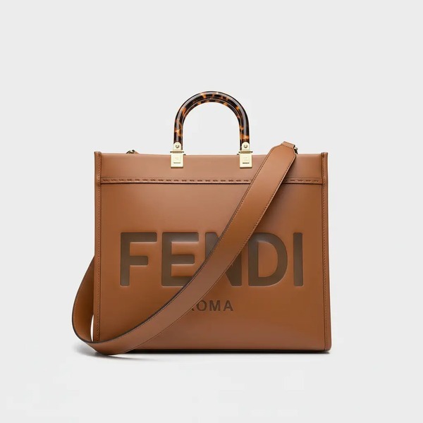 フェンディ サンシャイン ミディアム レザー ショッパーバッグ ブラウン 17X35X31