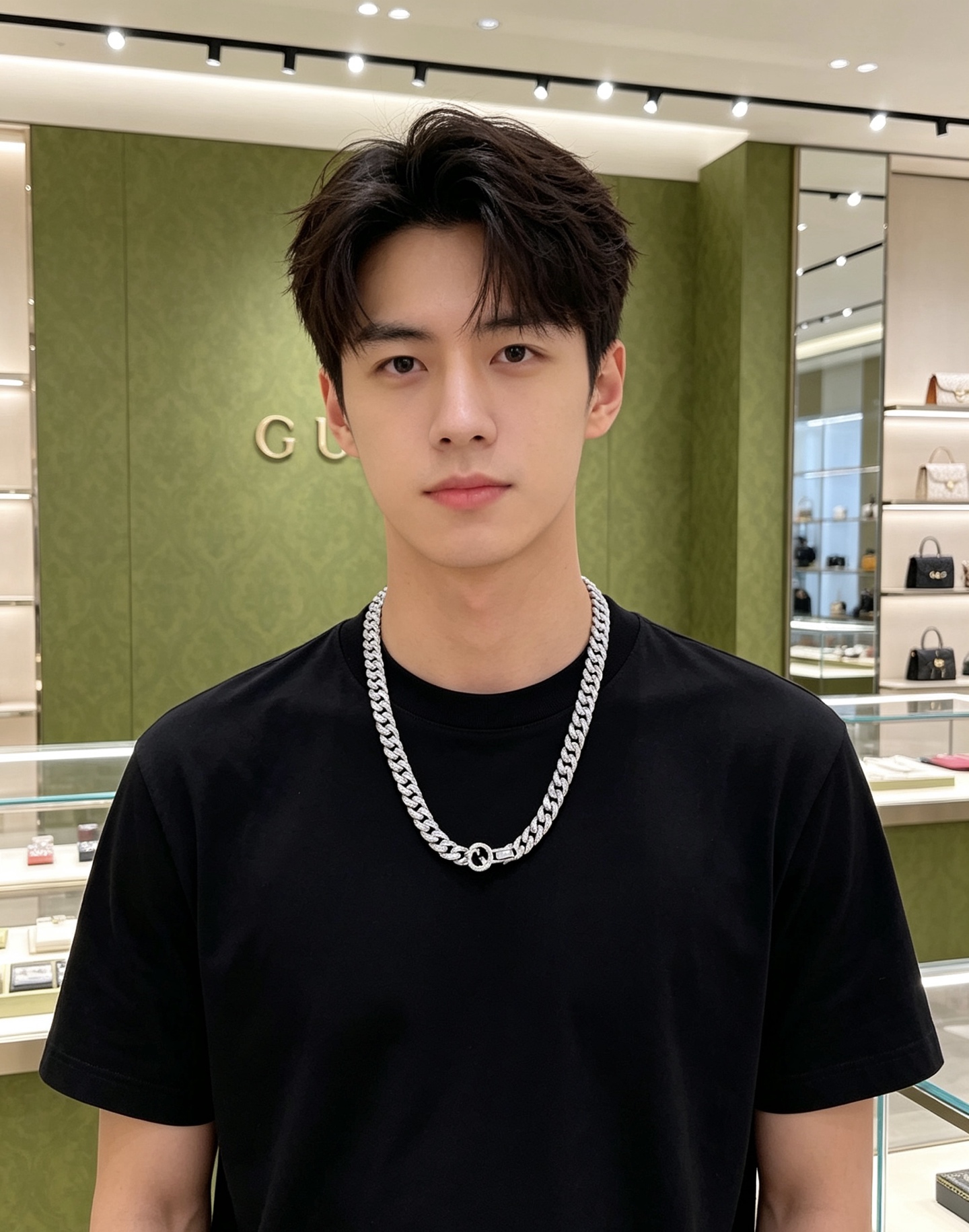 グッチ アンガーフォレスト ダブルG クリスタルチェーンネックレス シルバー 詳細画像 2