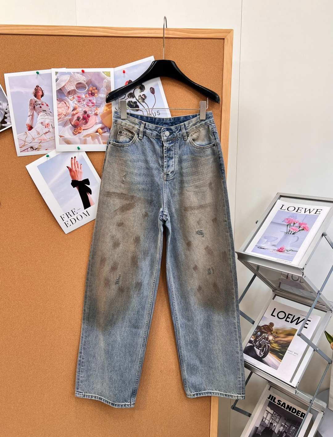 アクネ ストゥディオズ ワイドデニムパンツ ウォッシュドブルー 詳細画像 1