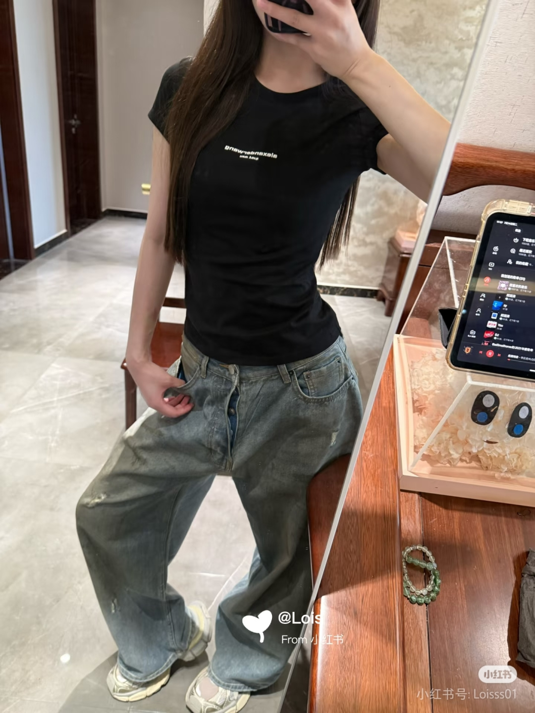 アクネ ストゥディオズ ワイドデニムパンツ ウォッシュドブルー 詳細画像 2