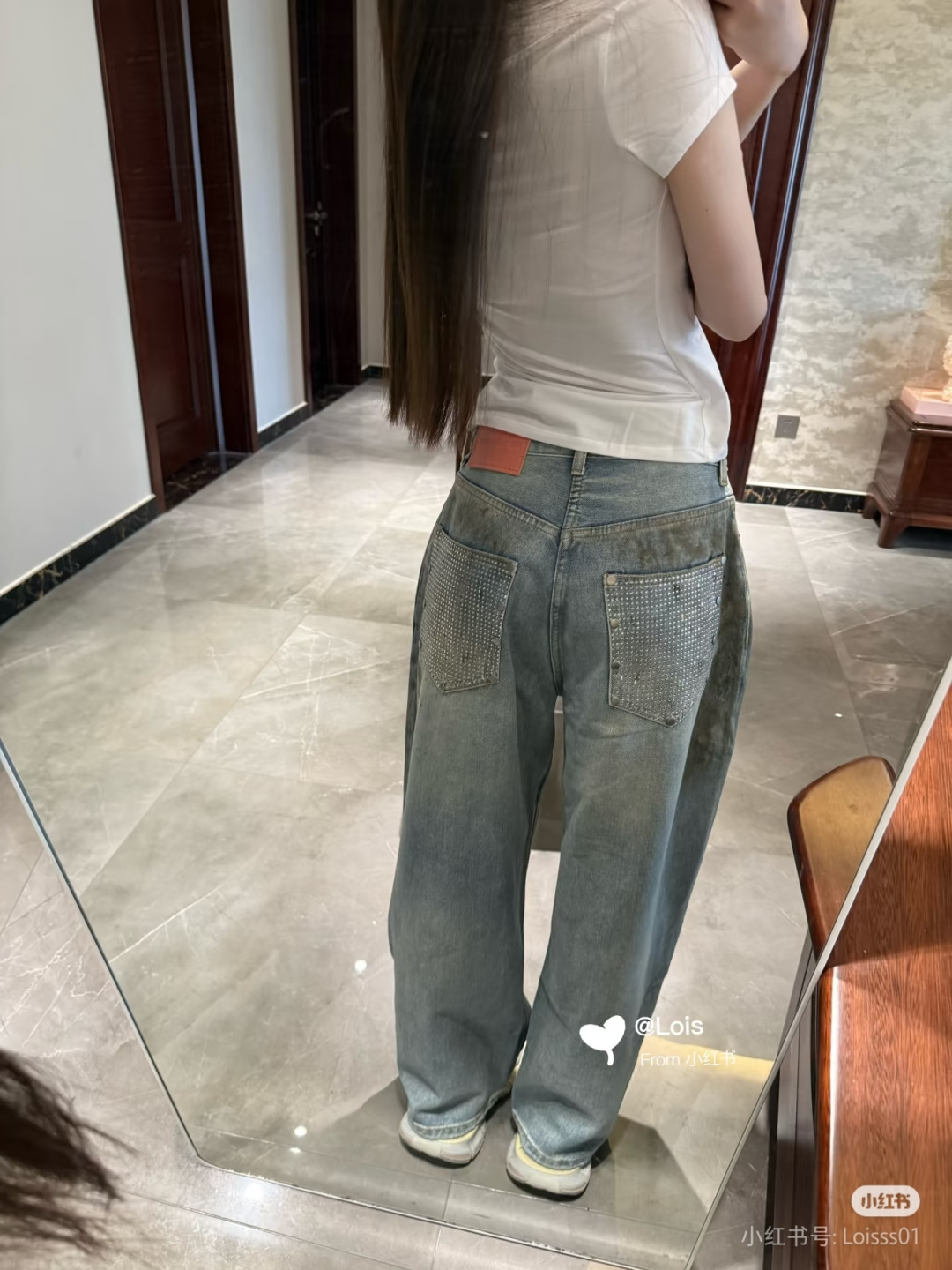 アクネ ストゥディオズ ワイドデニムパンツ ウォッシュドブルー 詳細画像 3