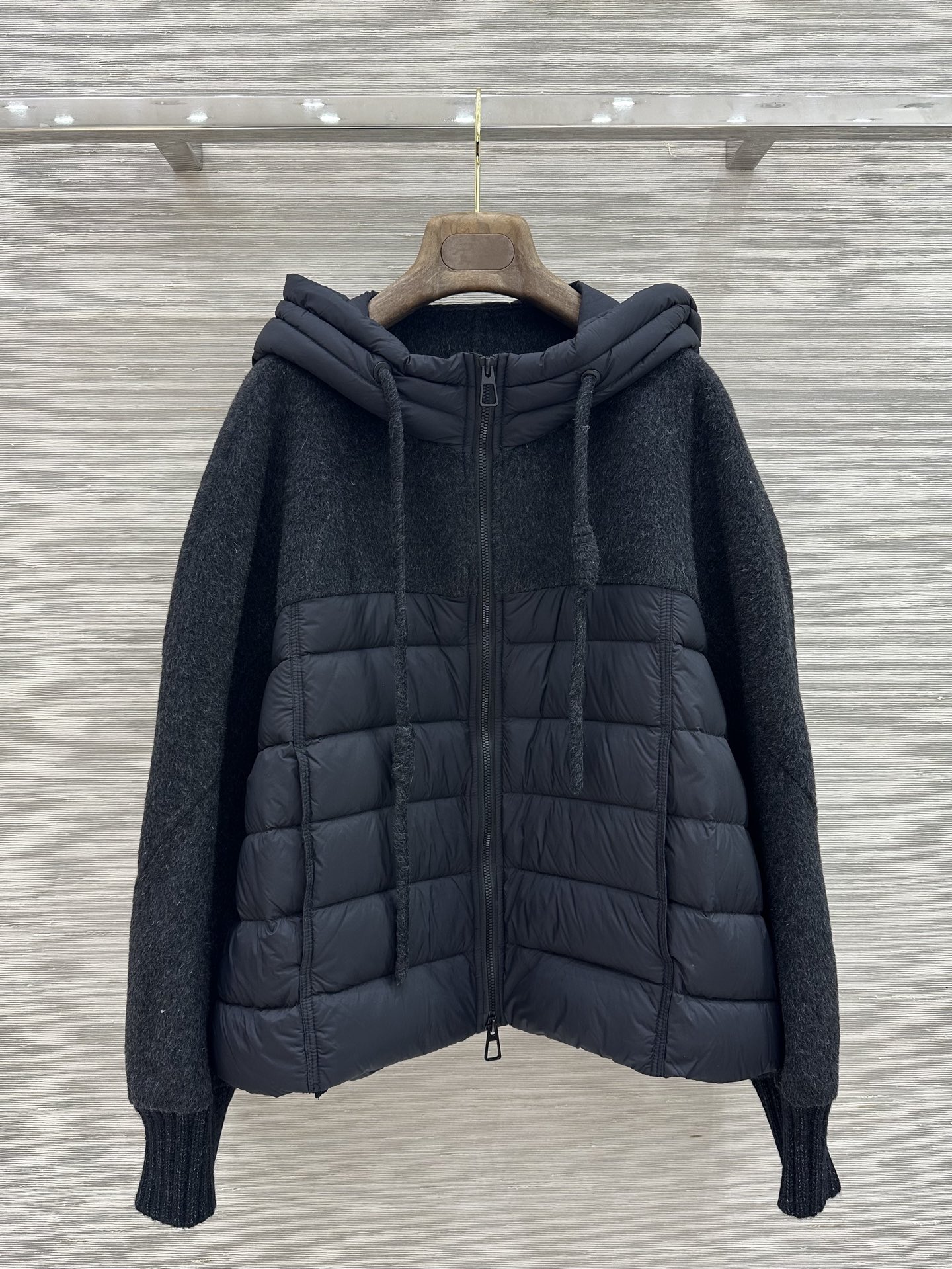 ロロ・ピアーナ ダブルフェイスカシミヤ フーデッド ショートダウンジャケット 詳細画像 1