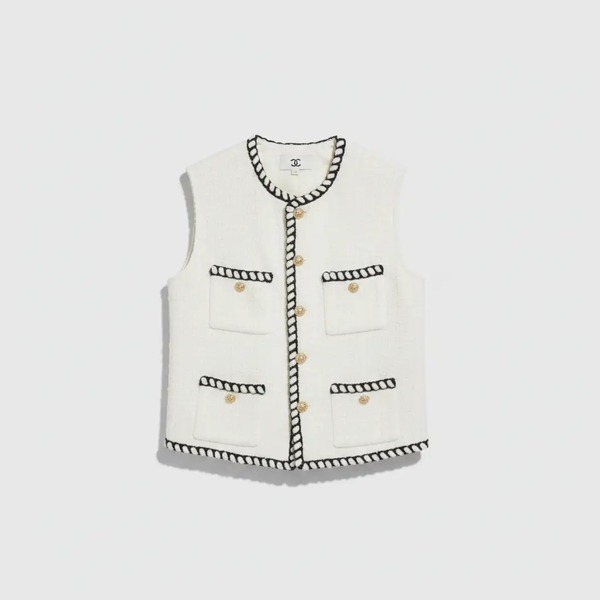 シャネル ツイードベスト ブラック×ホワイト CS336857028