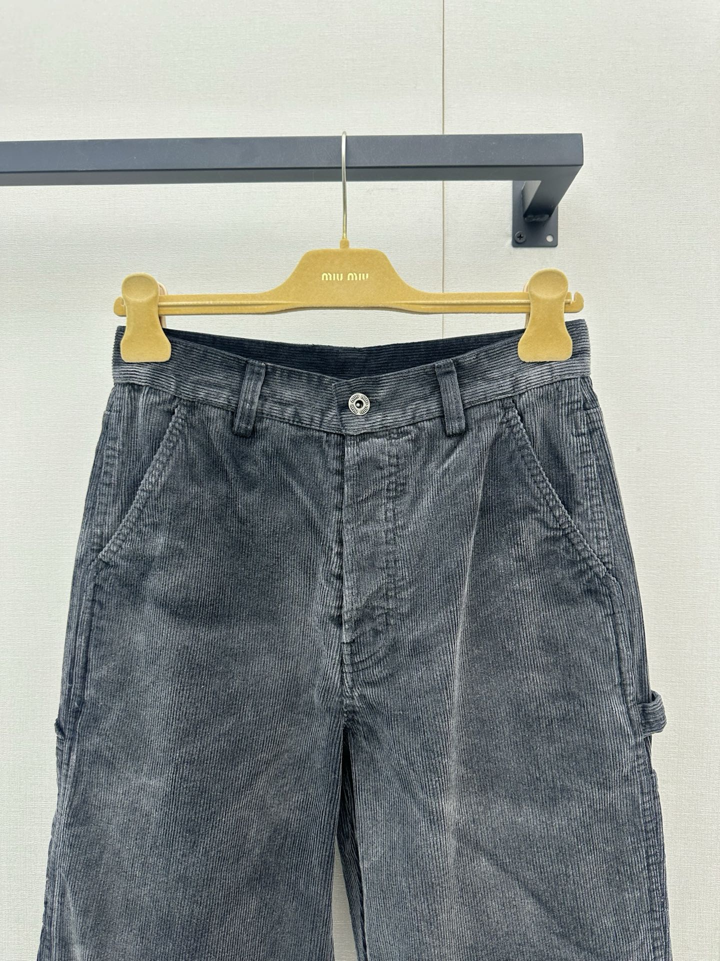 ミュウミュウ コーデュロイワークパンツ スモークグレー 詳細画像 2