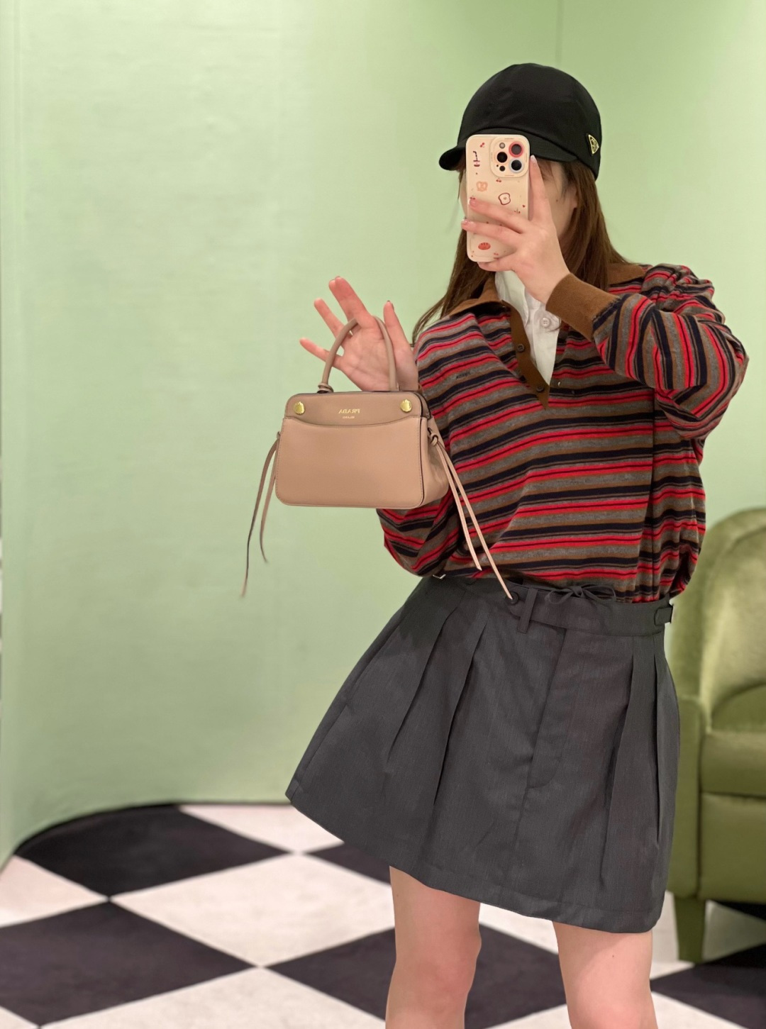 プラダ ヴィンテージストライプ ポロニット レッド×ネイビー×グレー CS336829028 詳細画像 1