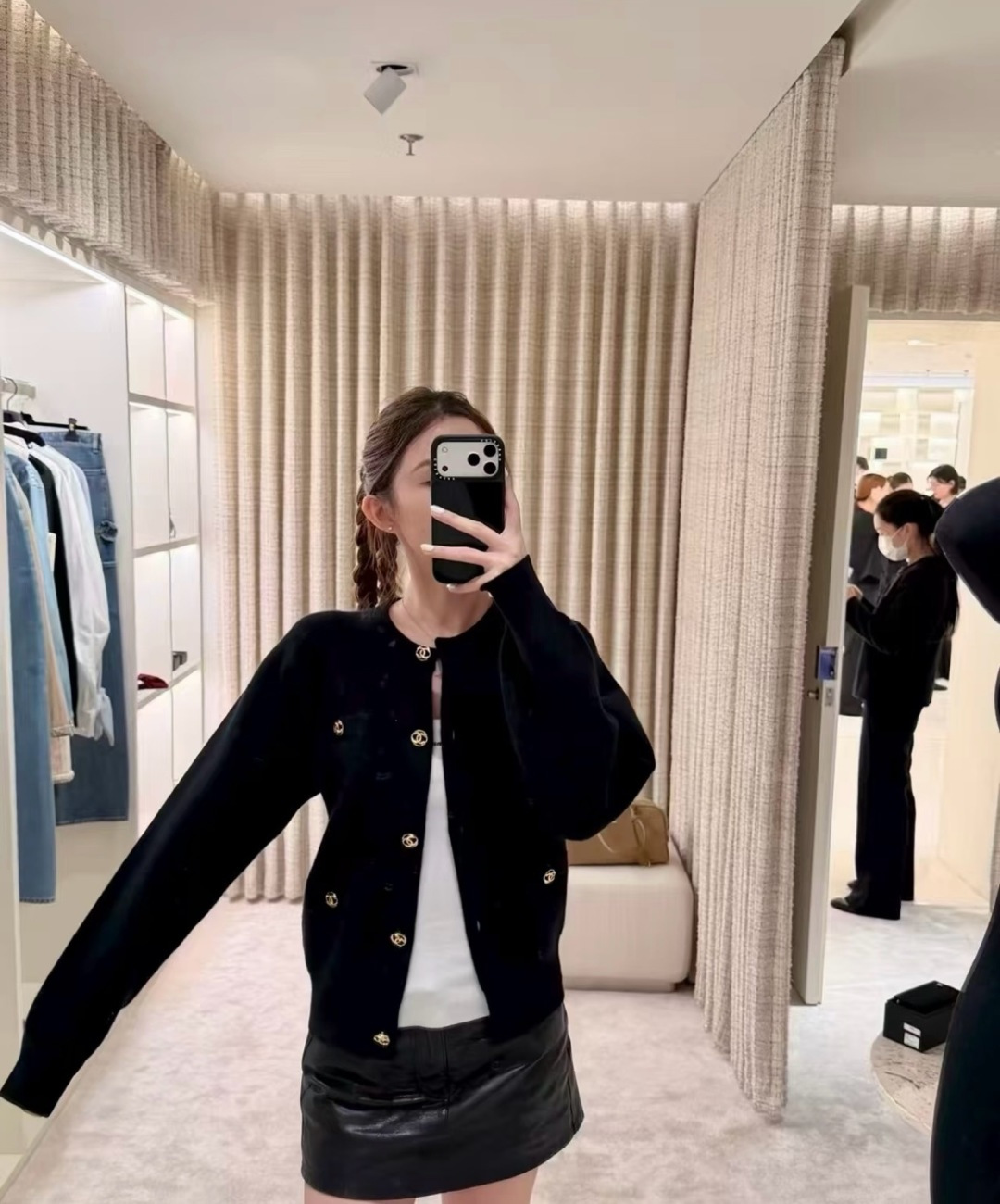シャネル ウールカシミヤ ニットカーディガン ダブルCボタン ブラック CS336841028CHANEL 詳細画像 1